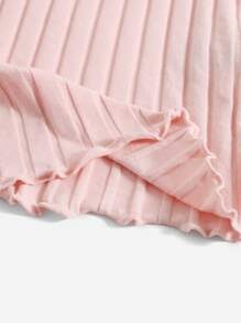 SHEIN EZwear Lettuce Trim Rib Knit Tank Top - Baby Pink - View 5