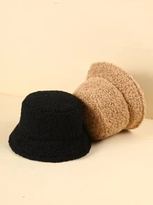 2pcs Unisex Lambswool Bucket Hats, Thick & Warm For Daily Use Winter Fall - Multicolor - View 2