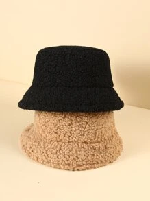 2pcs Unisex Lambswool Bucket Hats, Thick & Warm For Daily Use Winter Fall - Multicolor - View 3