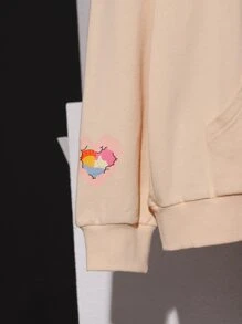 DanzhuHu Capucha amplia con estampado de dibujos animados con cordón - Albaricoque - Ver 5