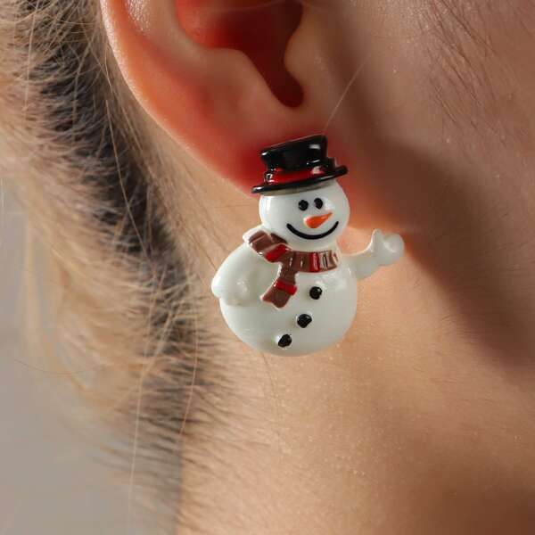 

Christmas Snowman Design Stud Earrings, Multicolor