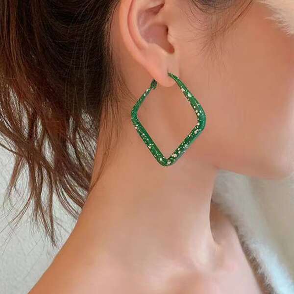 

Серьги в геометрической форме, Зелёный