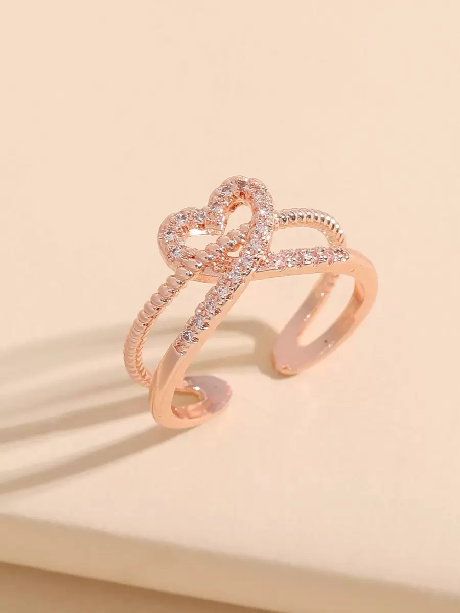 Rhinestone Decor Ring - Rose Gold - View 1