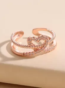 Rhinestone Decor Ring - Rose Gold - View 4