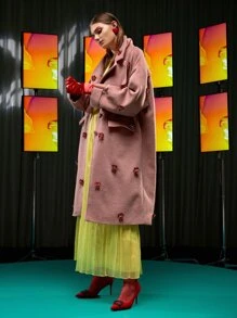 VICTOR VON SCHWARZ Drop Shoulder Stereo Flower Overcoat