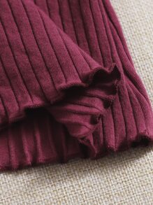 SHEIN EZwear Conjunto de verano de 3 piezas con camiseta de punto acanalado con ribete de lechuga - Multicolor - Ver 5