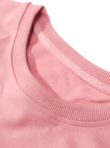 ROMWE MEN Sudadera Con Gráficos De Rosas Para Hombre - Rosa Pálido - Ver 3