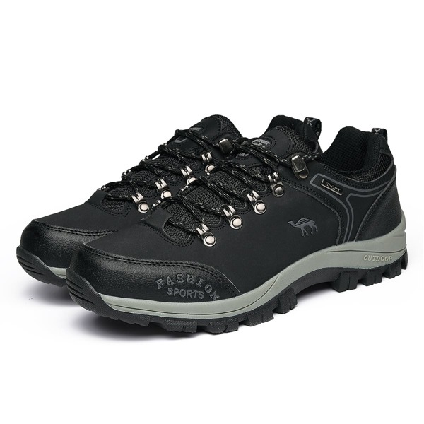 

Men Minimalist Lace-up Front Hiking Shoes, Black