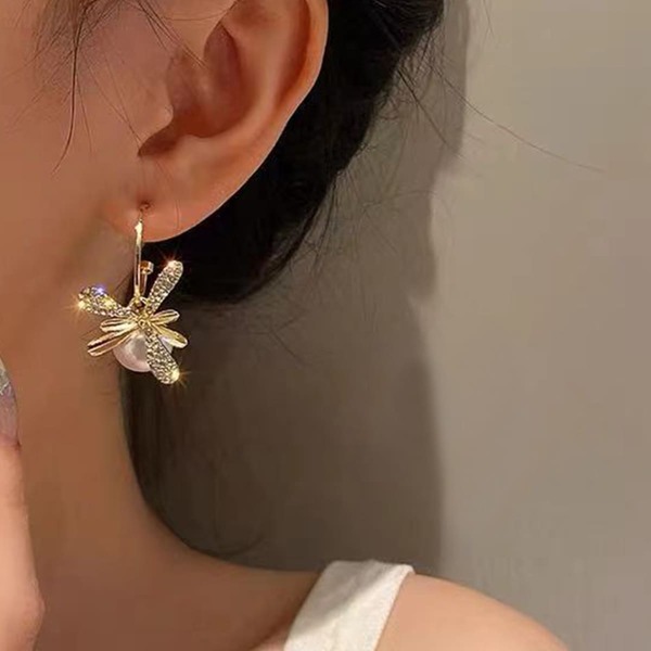 

Faux Pearl Drop Earrings, Gold