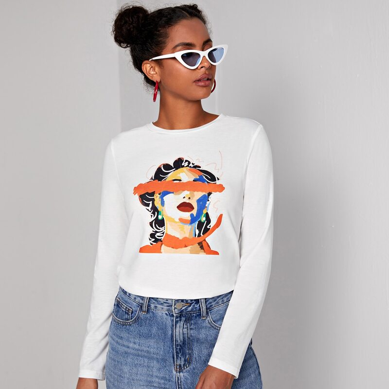 

Figure Graphic Long Sleeve Tee, White