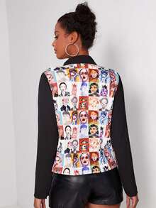 SHEIN Camisa con estampado de figura de color combinado - Multicolor - Ver 3