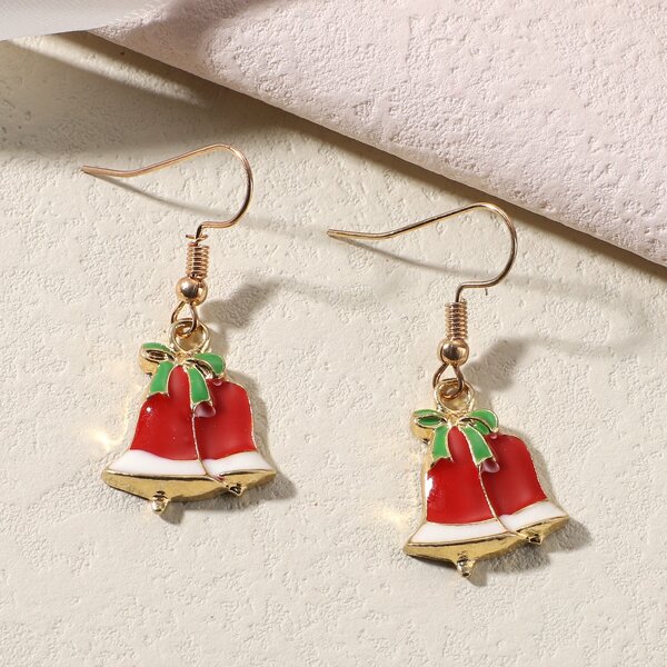 

Christmas Bell Decor Drop Earrings, Red