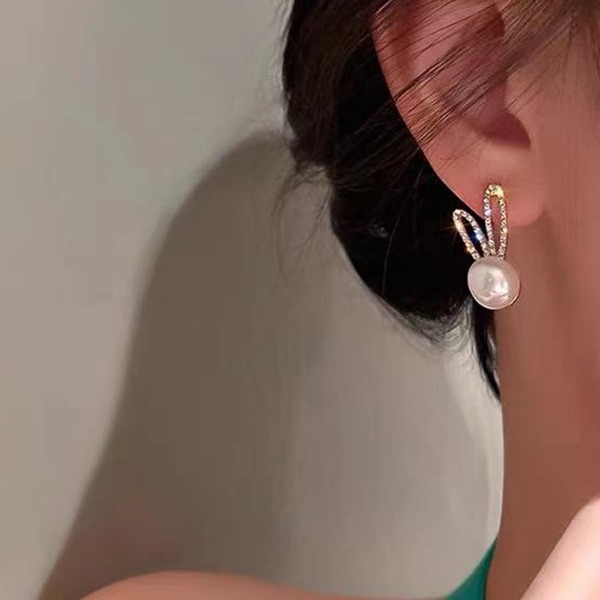 

Faux Pearl Decor Earrings, Gold