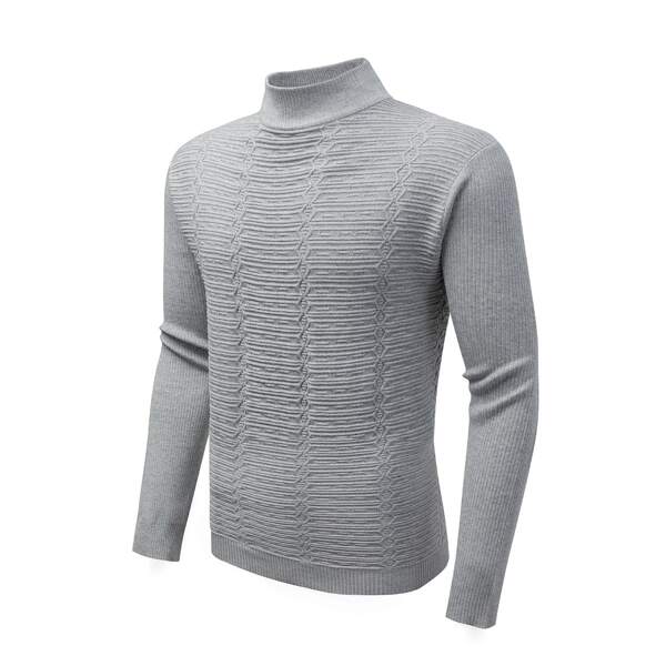 

Men Mock Neck Argyle Knit Sweater, Grey
