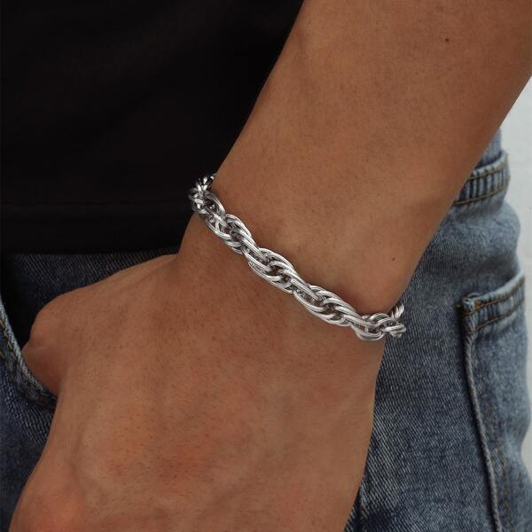 

Men Simple Chain Bracelet, Silver