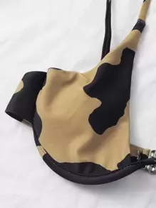 SHEIN Swim Summer Beach Cow Print Underwire Bikini Top - Multicolor - View 5