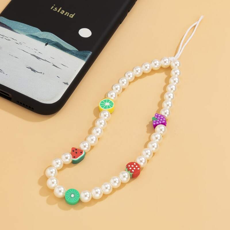 

Faux Pearl Beaded Phone Lanyard, Multicolor