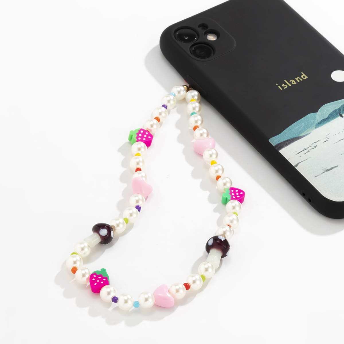 

Faux Pearl Beaded Phone Lanyard, Multicolor