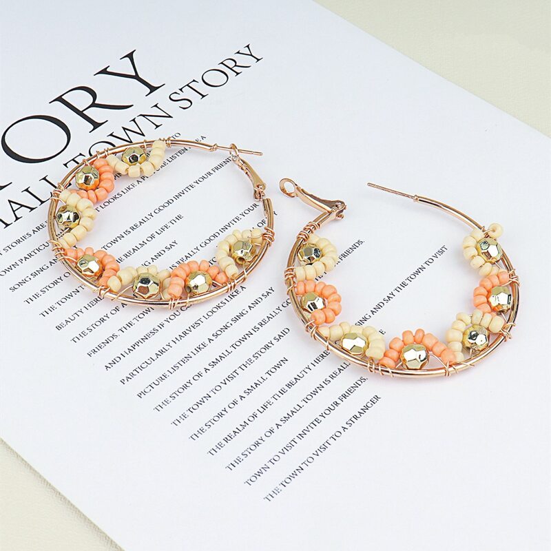 

Beaded Design Hoop Earrings, Multicolor