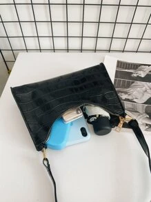 Bolso de hombro con relieve de cocodrilo, bolso retro con cremallera de moda, bolso informal impermeable para adolescentes, mujeres, estudiantes universitarias, novatos y trabajadores de cuello blanco, perfecto para oficina, trabajo, negocios, viajes diarios, el mejor bolso de trabajo para mujeres Totes para mujeres Exquisito bolso de compras Retro Casual Bolsos de hombro para mujeres Bolso femenino con cadena de color sólido para mujer