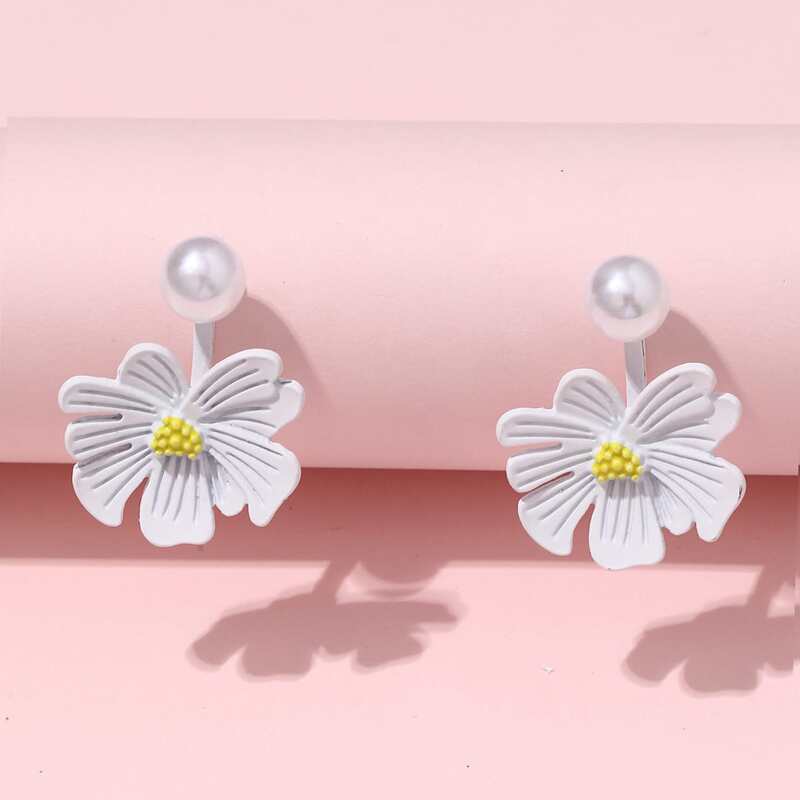 

Floral Decor Earrings, White