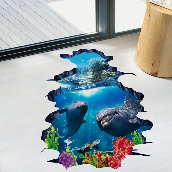 

1pc 3D Ocean Pattern Wall Sticker, Multicolor