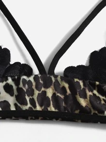 Plus Leopard Cut-out Crotchless Lingerie Set - Multicolor - View 4