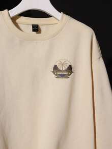 DanielSheridan Scenery Print Drop Shoulder Pullover - Apricot - View 4