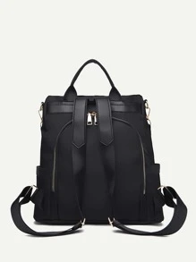 極簡經典背包書包書包適用於學校戶外輕便,便攜 - 黑色 - 查看 3