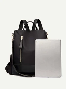 極簡經典背包書包書包適用於學校戶外輕便,便攜 - 黑色 - 查看 7