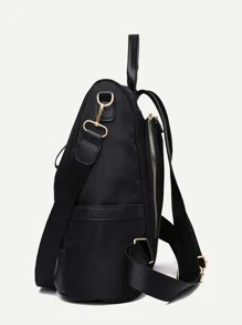 極簡經典背包書包書包適用於學校戶外輕便,便攜 - 黑色 - 查看 4