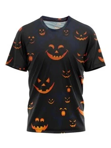 Boys 1Pc Halloween Print Tee - Black - View 1
