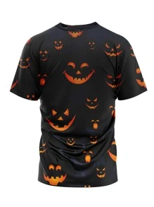 Boys 1Pc Halloween Print Tee - Black - View 2