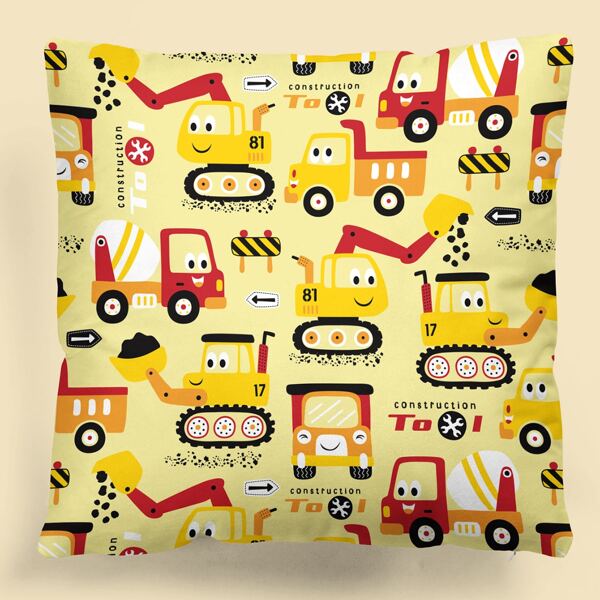 

Car Print Kids Cushion Cover Without Filler, Multicolor