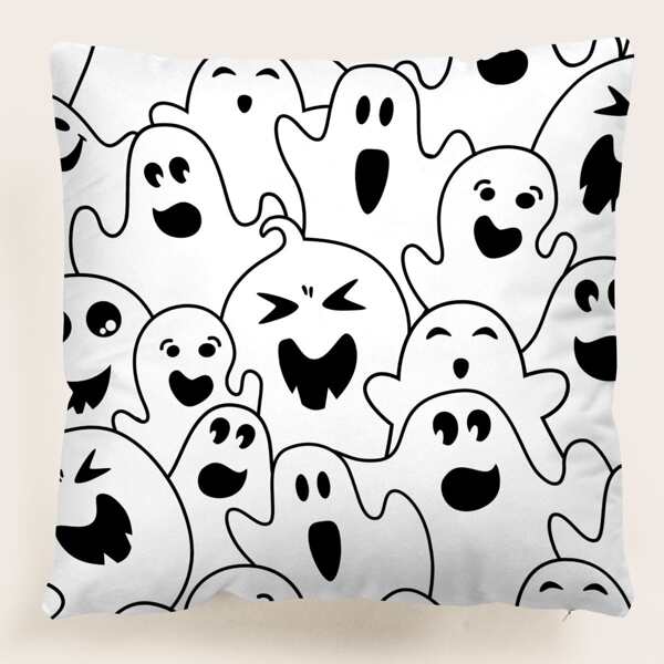 

Ghost Print Cushion Cover Without Filler, Black and white