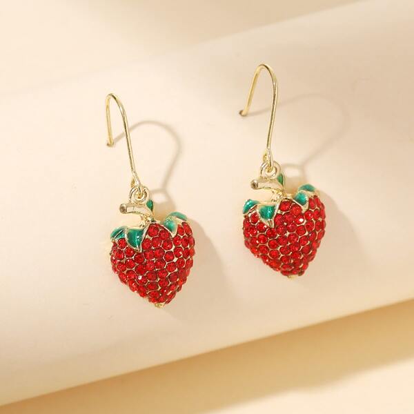 

Strawberry Decor Drop Earrings, Red