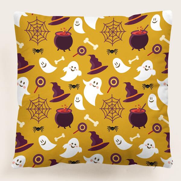 

Halloween Pattern Cushion Cover Without Filler, Multicolor