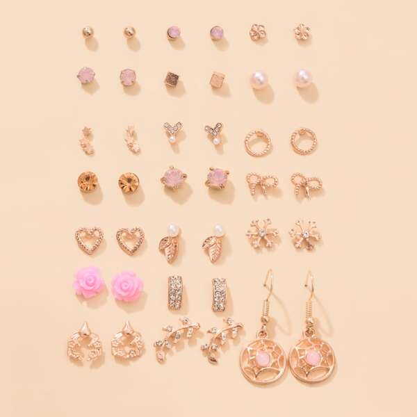 

20pairs Faux Pearl Decor Earrings, Multicolor