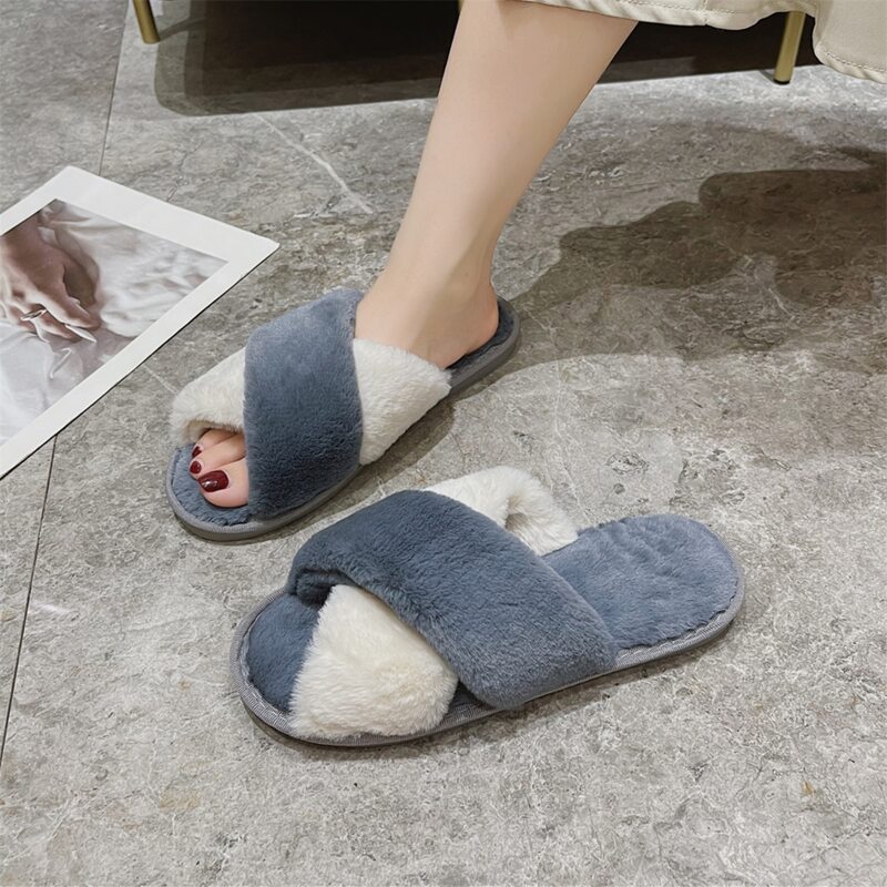

Two Tone Open Toe Slippers, Grey