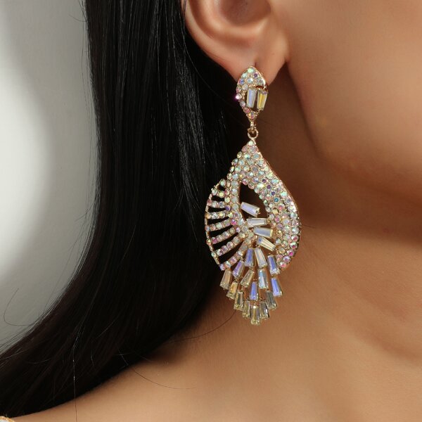 

Rhinestone Decor Earrings, Multicolor