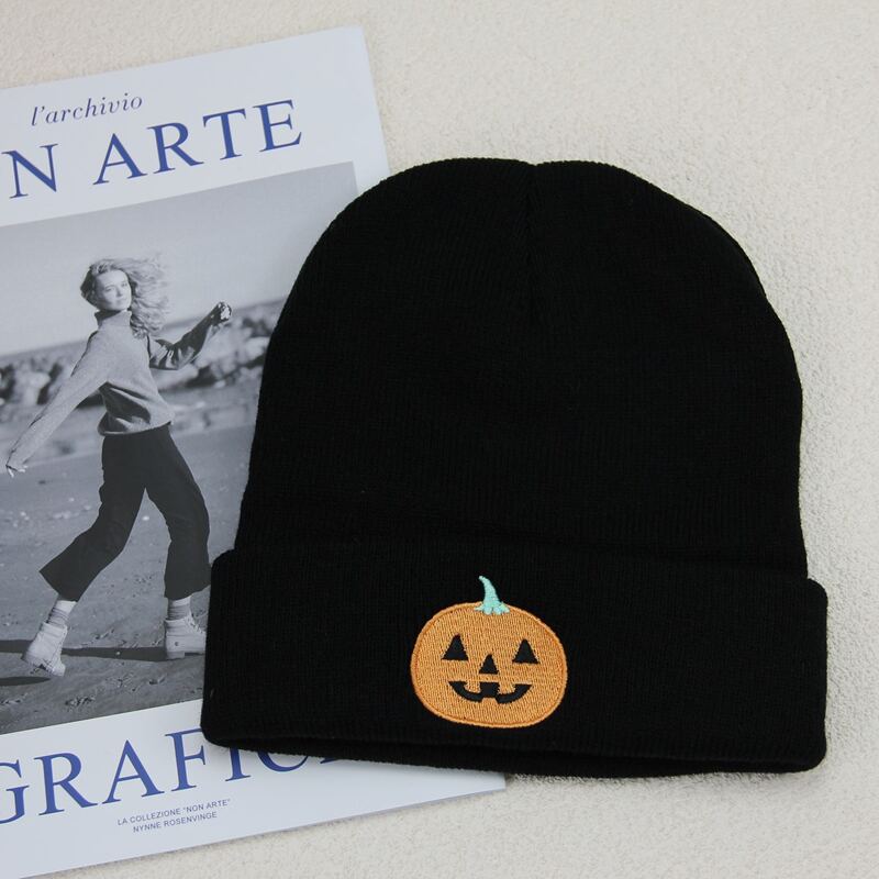 

1pc Halloween Pumpkin Beanie, Black