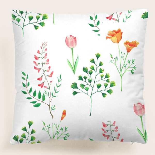 

Plant Print Cushion Cover Without Filler, Multicolor