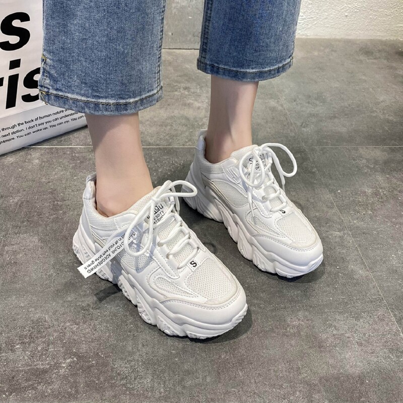 

Letter Graphic Lace Up Front Mesh Panel Sneakers, Beige