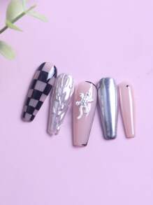 TSZS 10入組壁虎形美甲裝飾品 - 銀色 - 查看 2