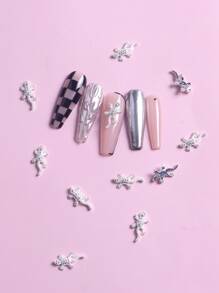 TSZS 10入組壁虎形美甲裝飾品 - 銀色 - 查看 3