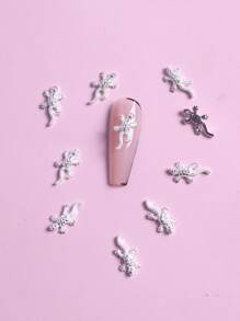 TSZS 10入組壁虎形美甲裝飾品 - 銀色 - 查看 4