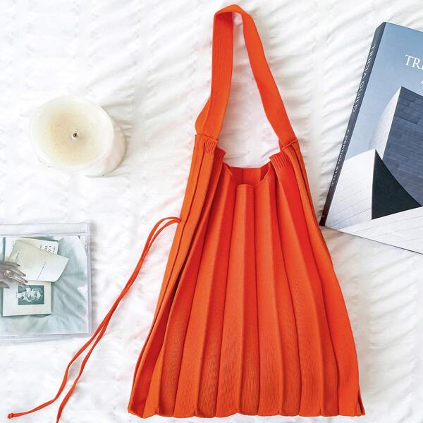 

Minimalist Ruched Detail Tote Bag, Burnt orange