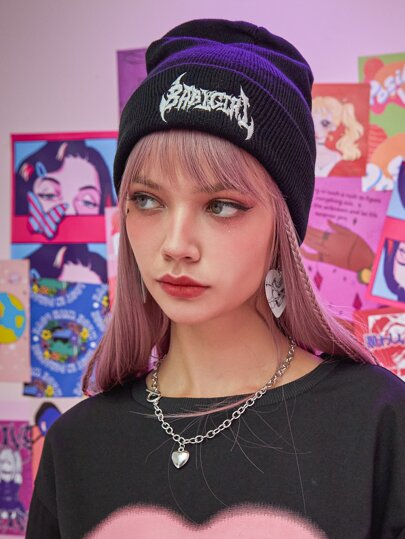 Letter Graphic Knit Beanie