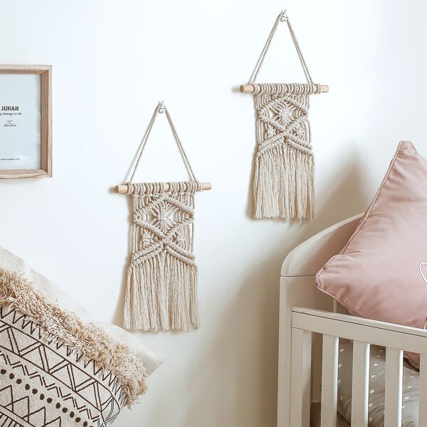 

1pc Woven Tassel Wall Hanging, Beige