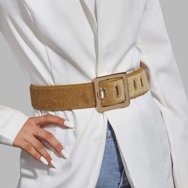 

Geometric Buckle Belt, Camel
